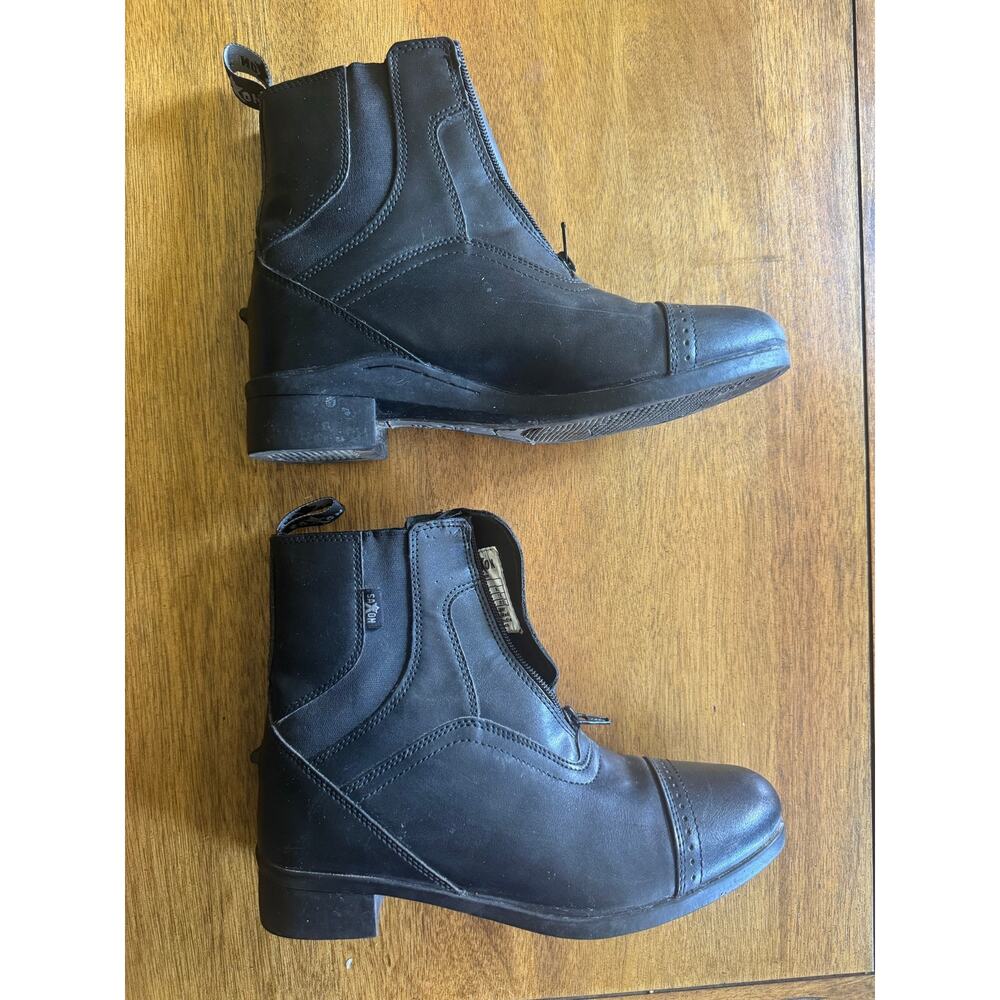 Saxon Syntovia Womens 8 Black Zip Paddock Boots Equestrian Riding Jodhpur